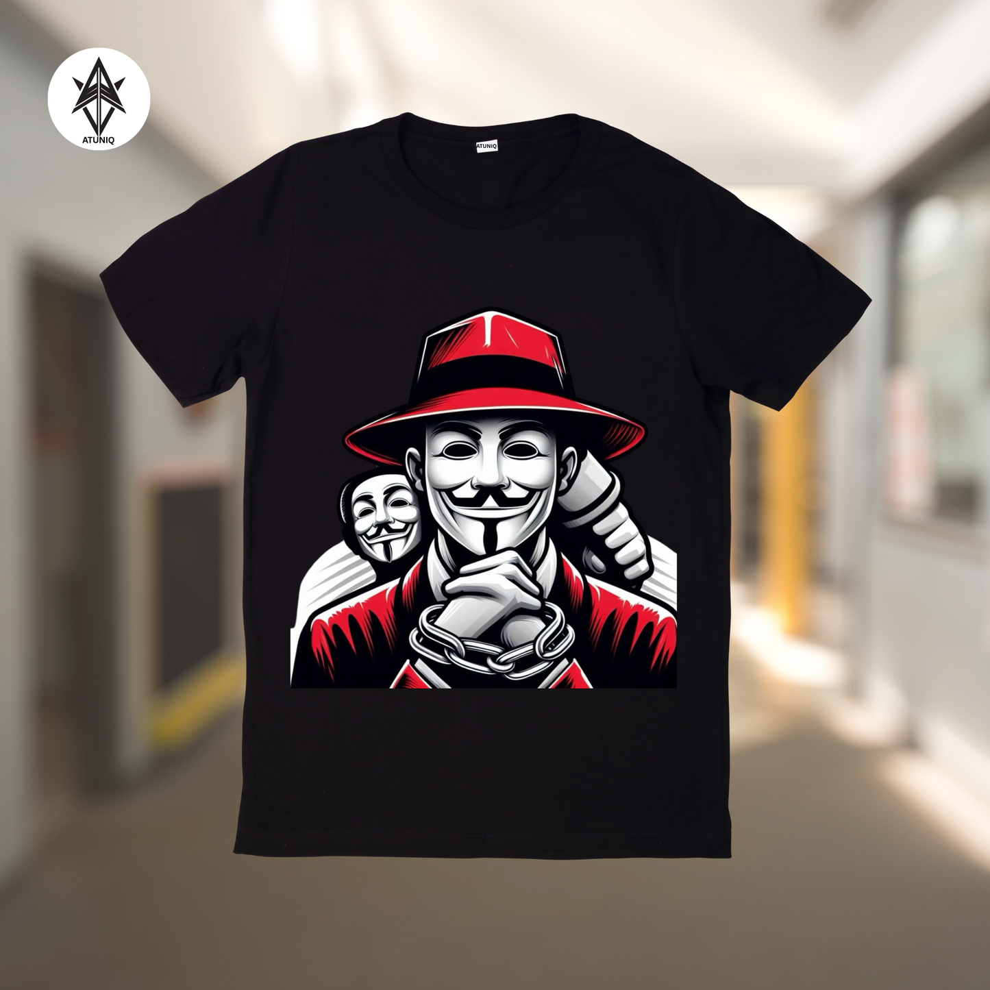 ATUNIQ Men's Black Cotton T-Shirt | Premium DTF Graphic Tee | Half Sleeves Casual Wear