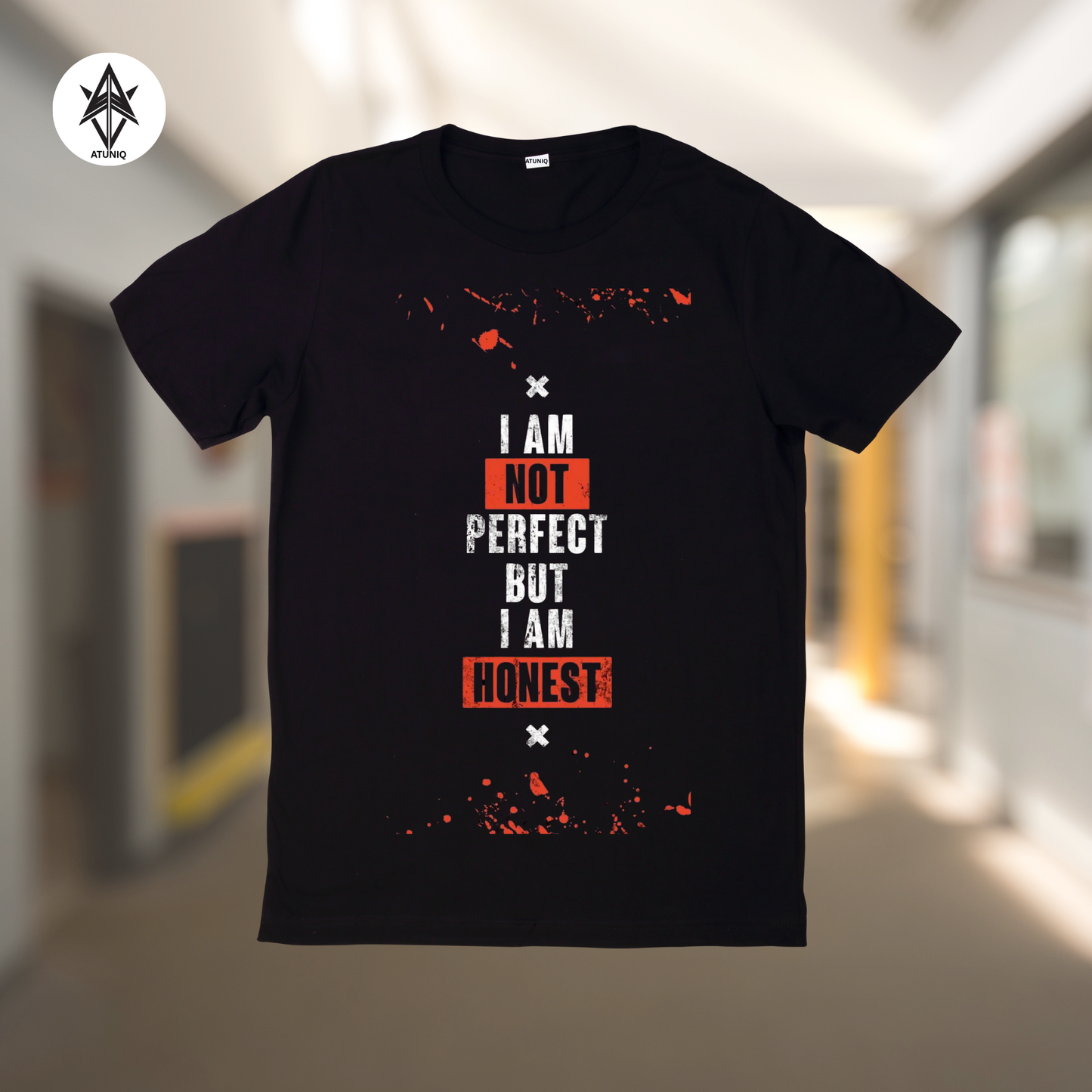 ATUNIQ Men's Black Cotton T-Shirt | Premium DTF Graphic Tee | Half Sleeves Casual Wear