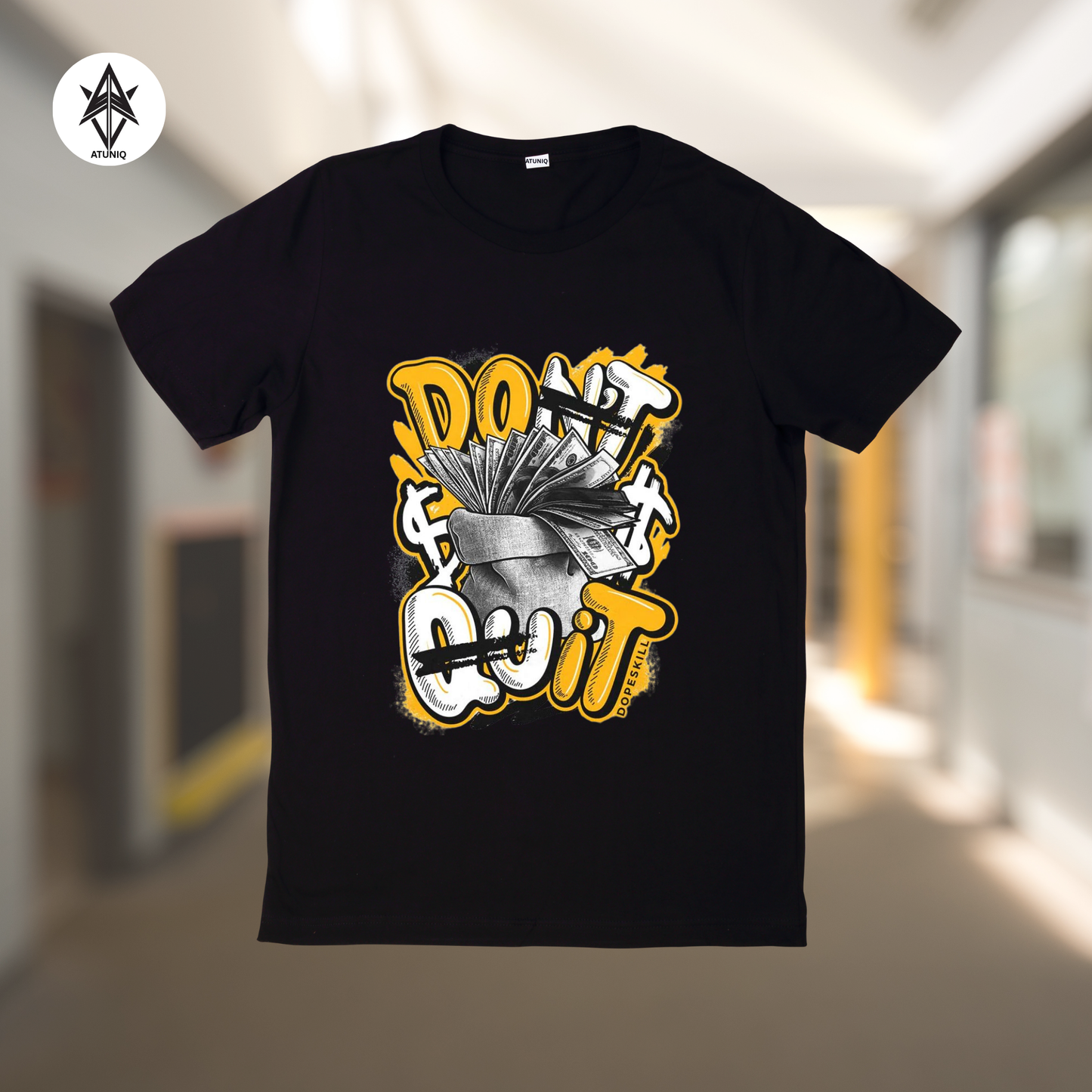 ATUNIQ Men's Black Cotton T-Shirt | Premium DTF Graphic Tee | Half Sleeves Casual Wear