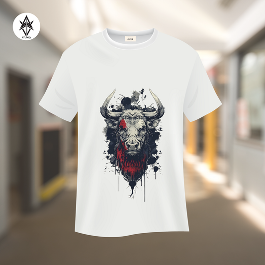 ATUNIQ Men's Classic White Cotton T-Shirt | Crisp DTF Graphic Tee | Half Sleeves Essential