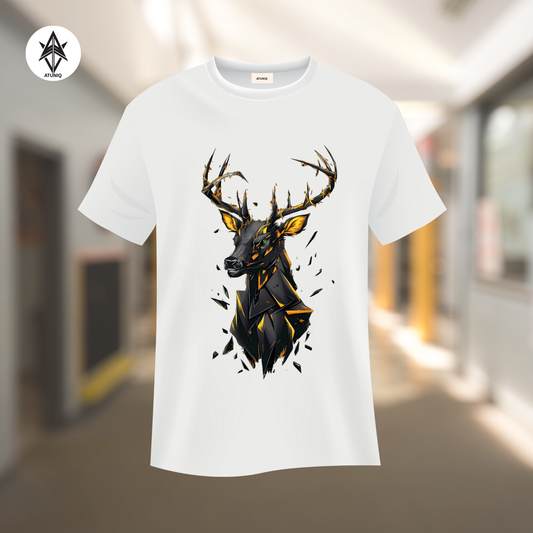ATUNIQ Men's Classic White Cotton T-Shirt | Crisp DTF Graphic Tee | Half Sleeves Essential