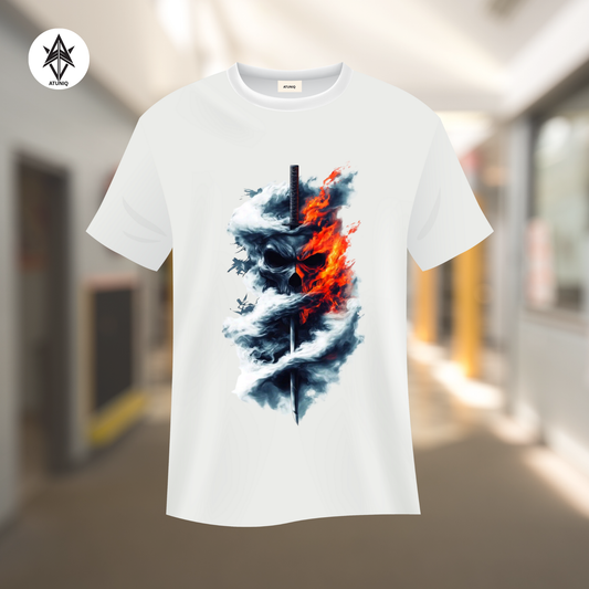 ATUNIQ Men's Classic White Cotton T-Shirt | Crisp DTF Graphic Tee | Half Sleeves Essential