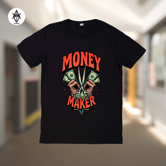 ATUNIQ Men's Black Cotton T-Shirt | Premium DTF Graphic Tee | Half Sleeves Casual Wear